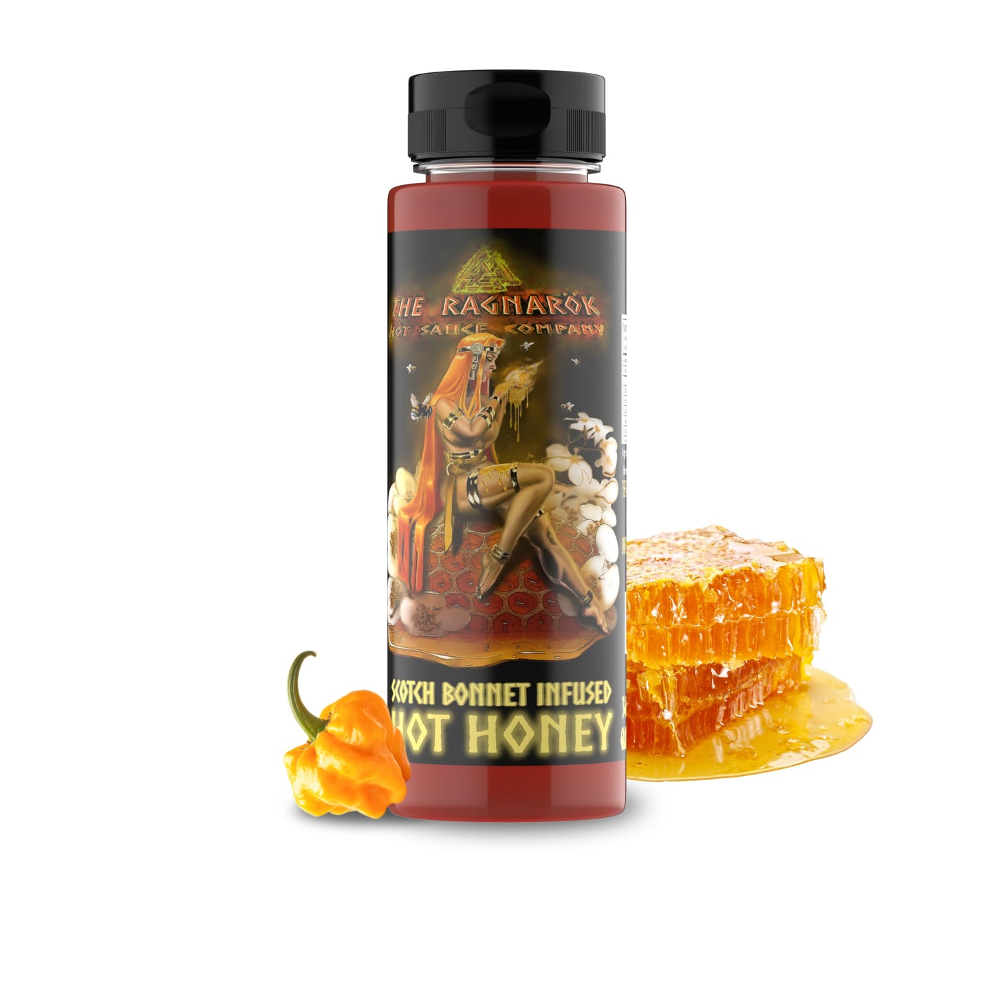 3-Pack Gourmet Hot Sauce Gift Set | Odins Wrath Carolina Reaper Sauce, Scotch Bonnet Infused Hot Honey, & 5 Million Scoville Extract Carolina Reaper Sauce (Extreme Heat) | Th Ragnarok Hot Sauce Company