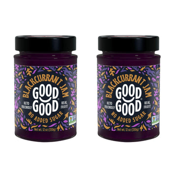 GOOD GOOD No Added Sugar Blackcurrant Jam - Keto Friendly Jelly - Low Carb, Low-Calorie and Vegan - Diabetic Friendly - 12oz / 3