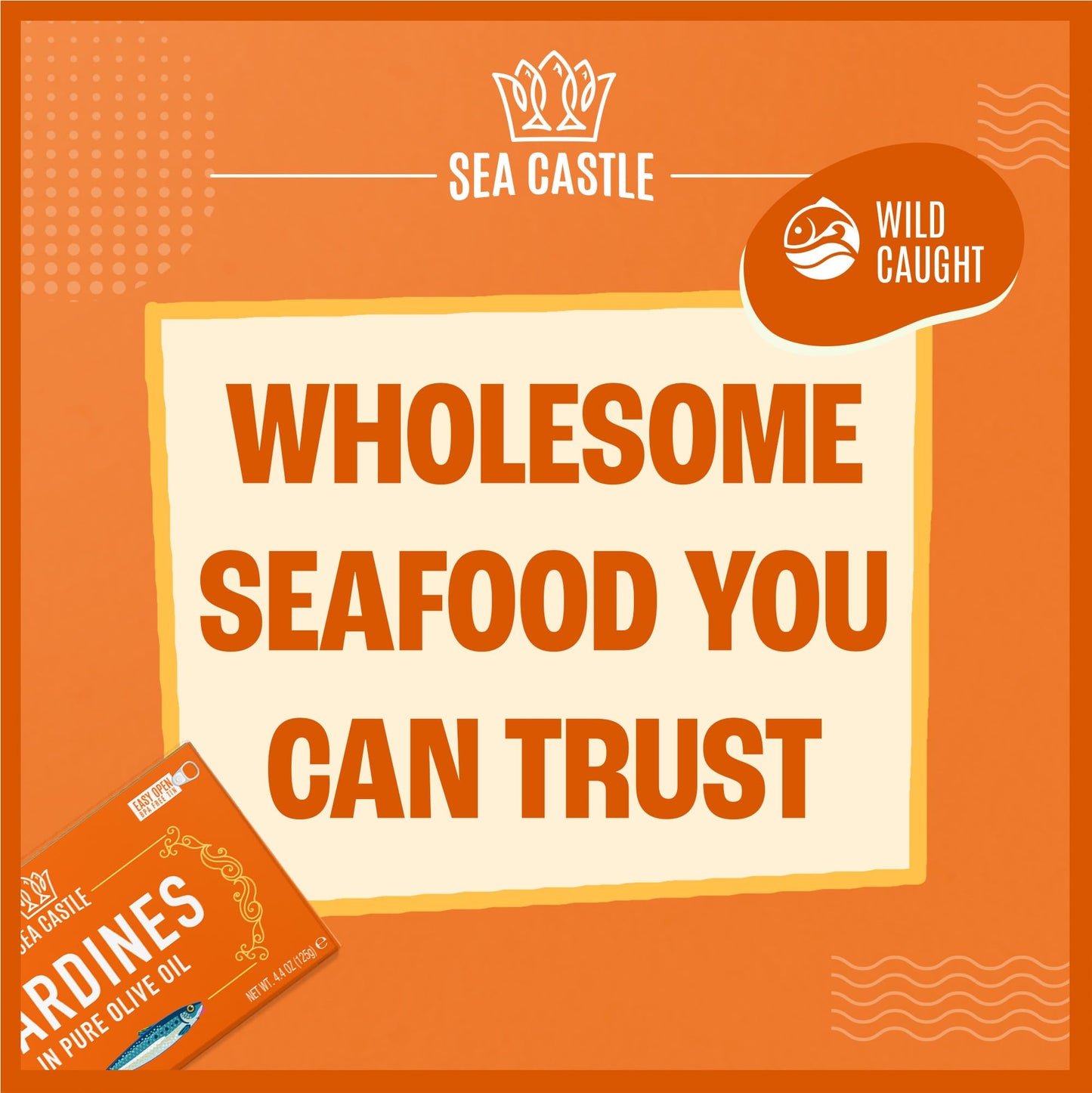Sea Castle Sardines in Pure Olive Oil, 4.4oz (12 Pack)