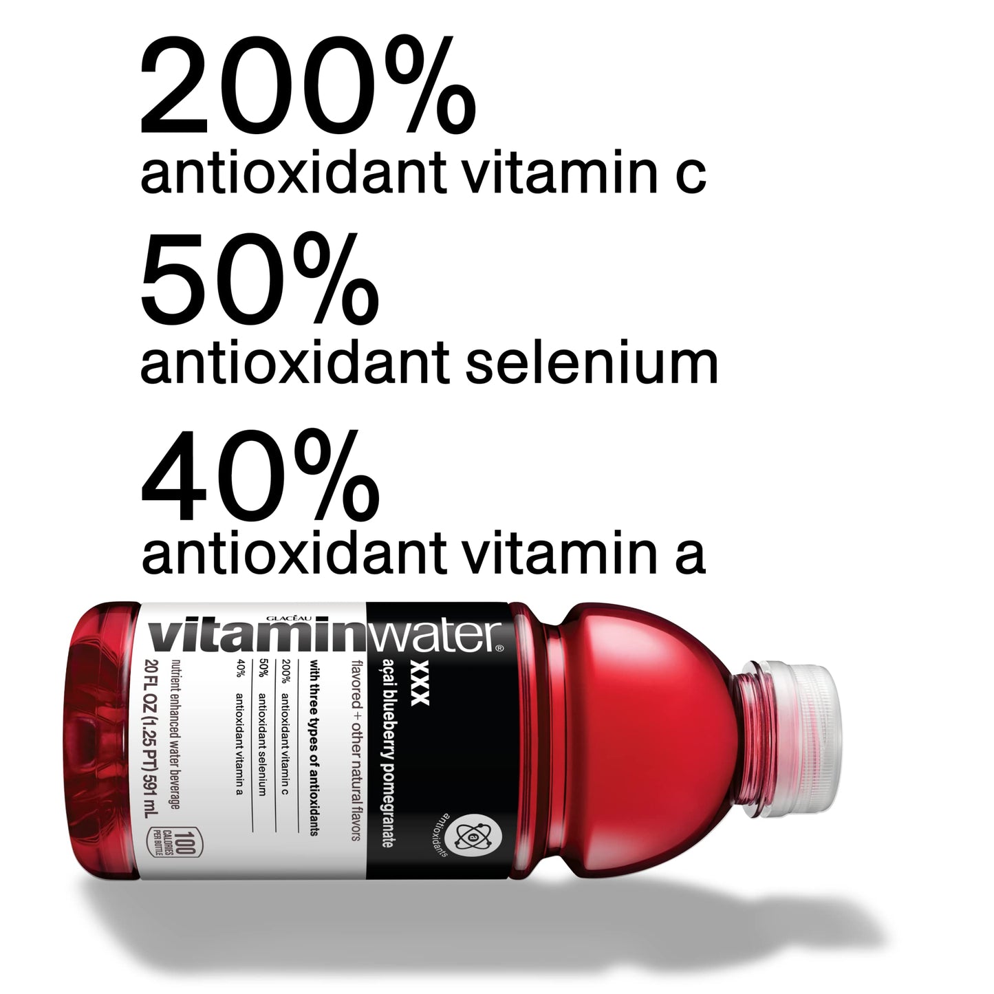 vitaminwater Electrolyte Enhanced Water, Açai-Blueberry-Pomegranate, 20 fl oz, 12 Pack