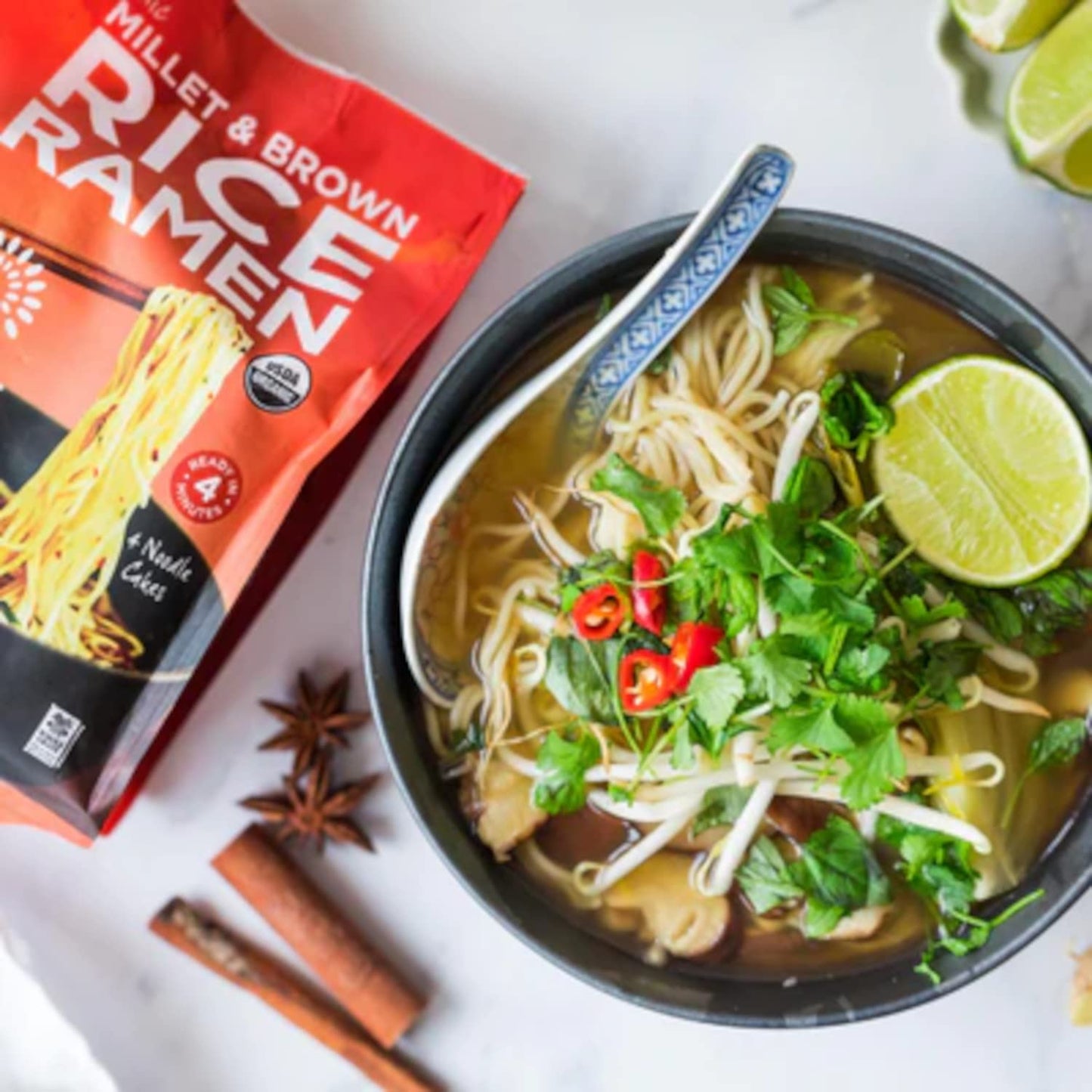 Lotus Foods Organic Millet & Brown Rice Ramen - Gluten Free Ramen Noodles, Whole Grain Ramen Noodles, Organic Vegan Ramen, Low Sodium Rice Noodles, Organic, Gluten-Free, Vegan - 10 Oz Bags (Pack Of 3)