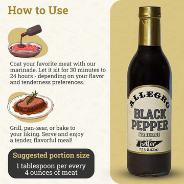 Allegro Marinade - Black Pepper, Perfect for Meat & Veggies, 12.7 Oz (Pack of 2), Kosher & Gluten Free