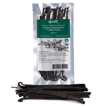 SPICEEL Organic Madagascar Vanilla Beans Grade A Vanilla Pods for Making Extract, Whole Vanilla Beans for Baking, Gluten Free, N