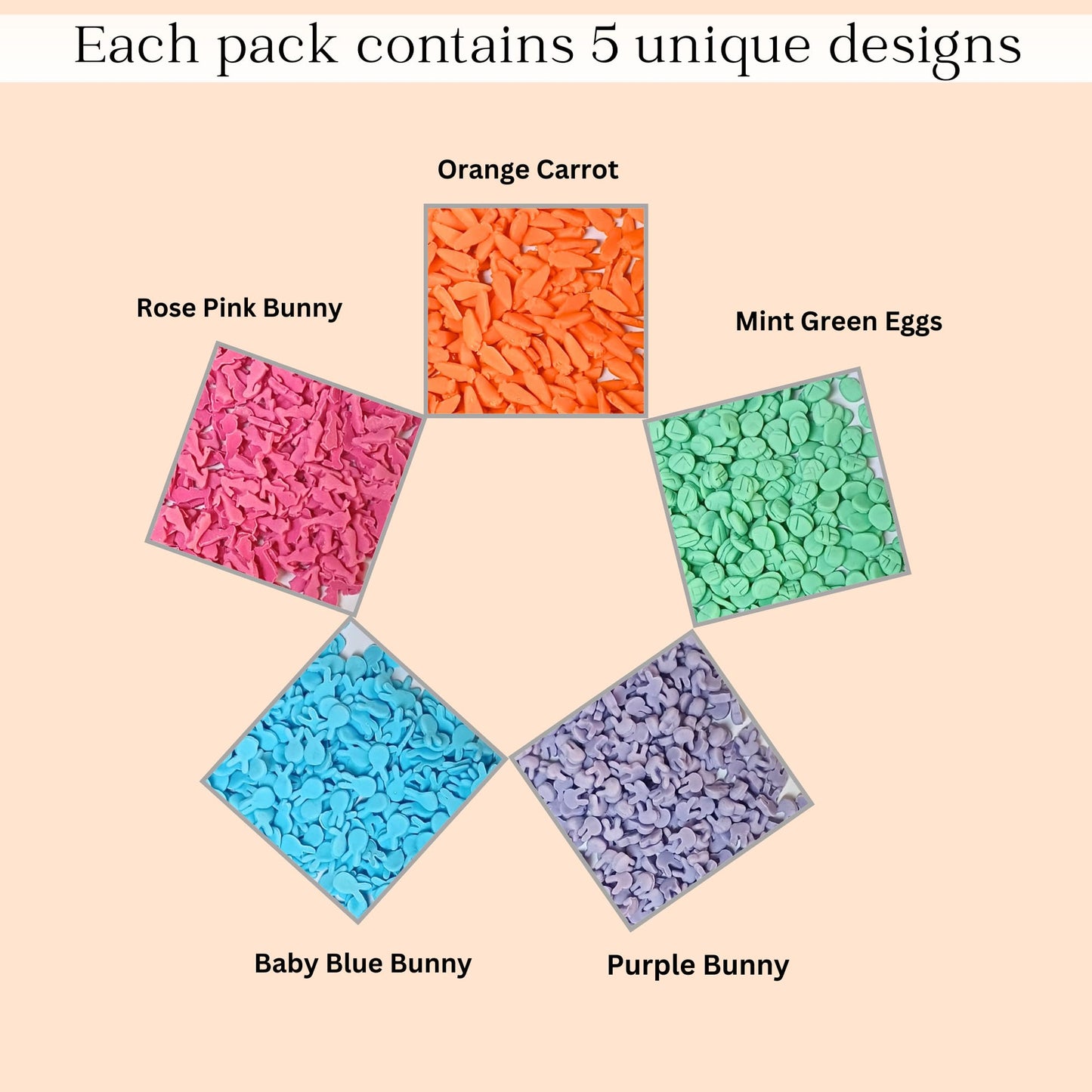 Confect Bunny Sprinkles | Pack Of 5 Orange, Silver And Sky Blue, Red Sprinkle I Birthday & Celebration Edible Sprinkles For Cake
