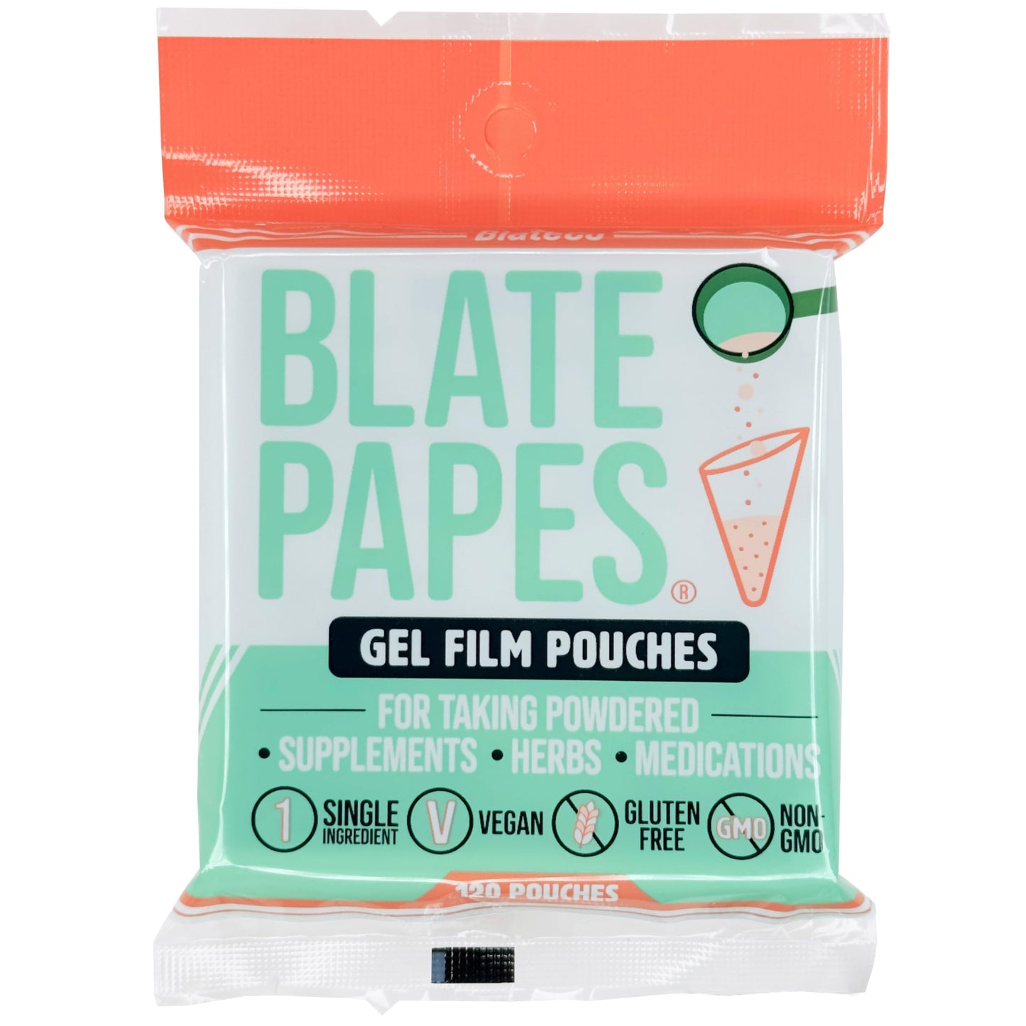 Blate Papes Gel Film Pouches, 120 Count | Edible Films for Herbs & Supplements | Natural | Model BP-021P