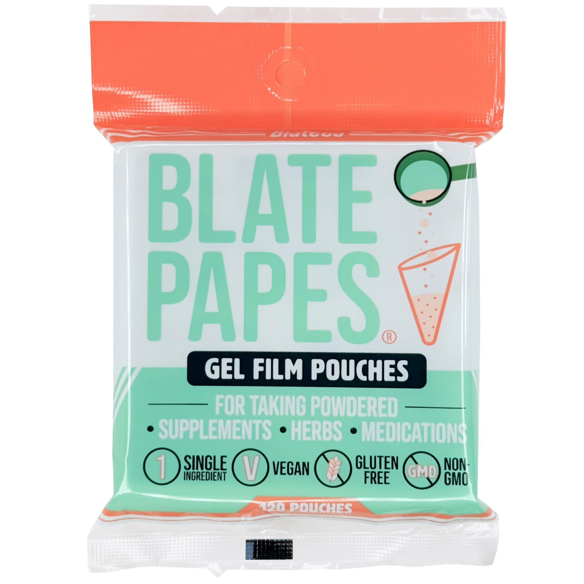 Blate Papes Gel Film Pouches, 120 Count | Edible Films for Herbs & Supplements | Natural | Model BP-021P