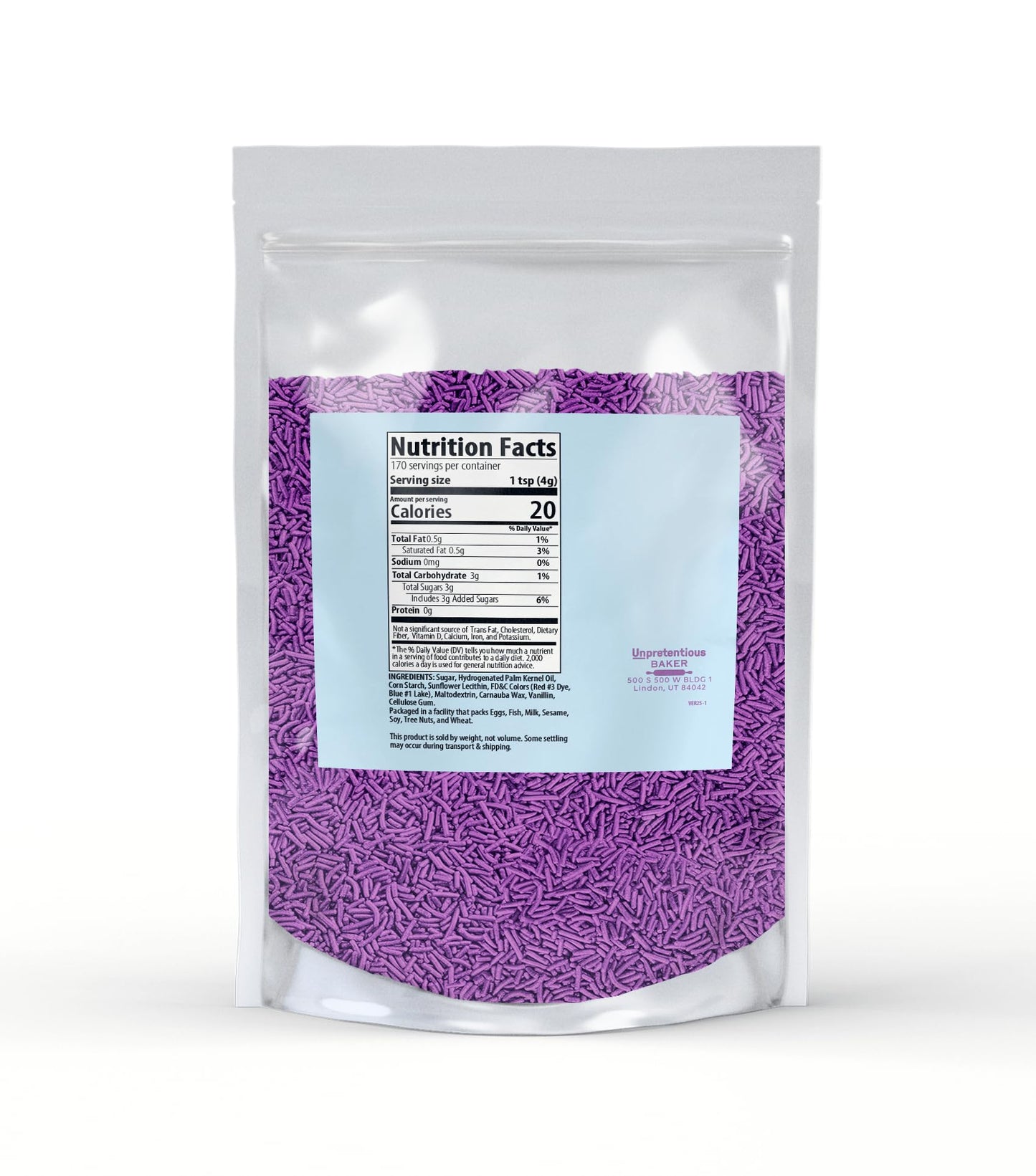 Unpretentious Purple Sprinkles, Colorful Edible Decorations, 1.5 lb, Purple