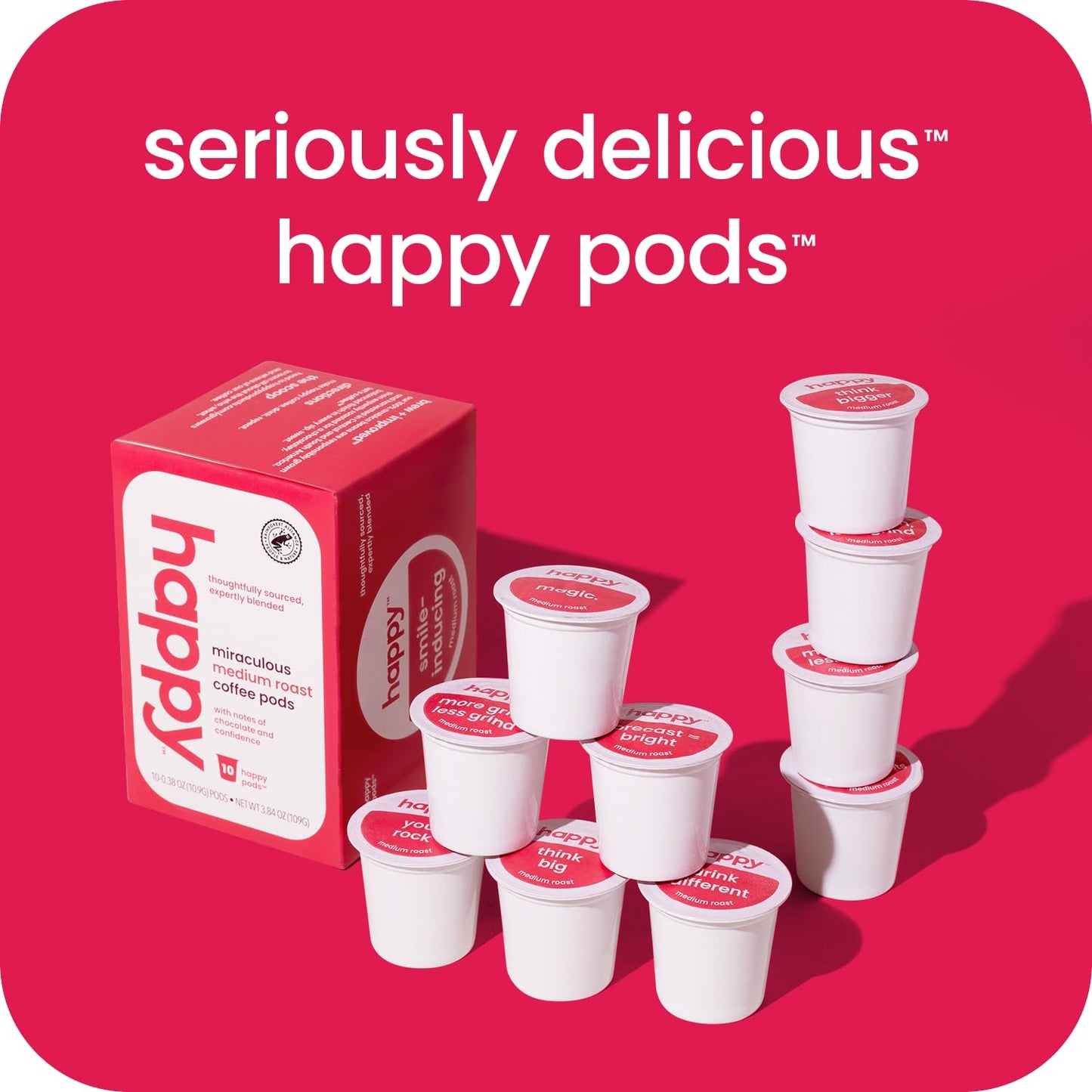 We Are Happy Medium Roast Coffee Pods, 60 Count, Chocolate Notes, Compatible with K-Cup malt-inspired, Rainforest Alliance Certified