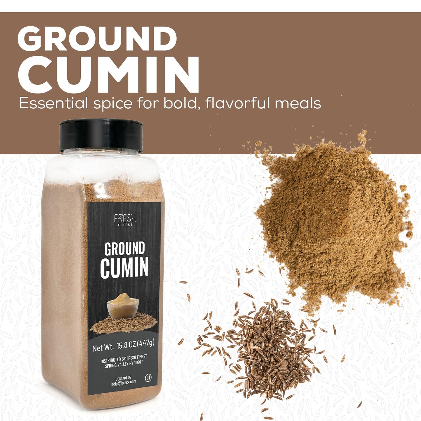 Fresh Finest Ground Cumin - Premium Quality, All-Natural, Non-GMO, Gluten-Free, Kosher - 12oz