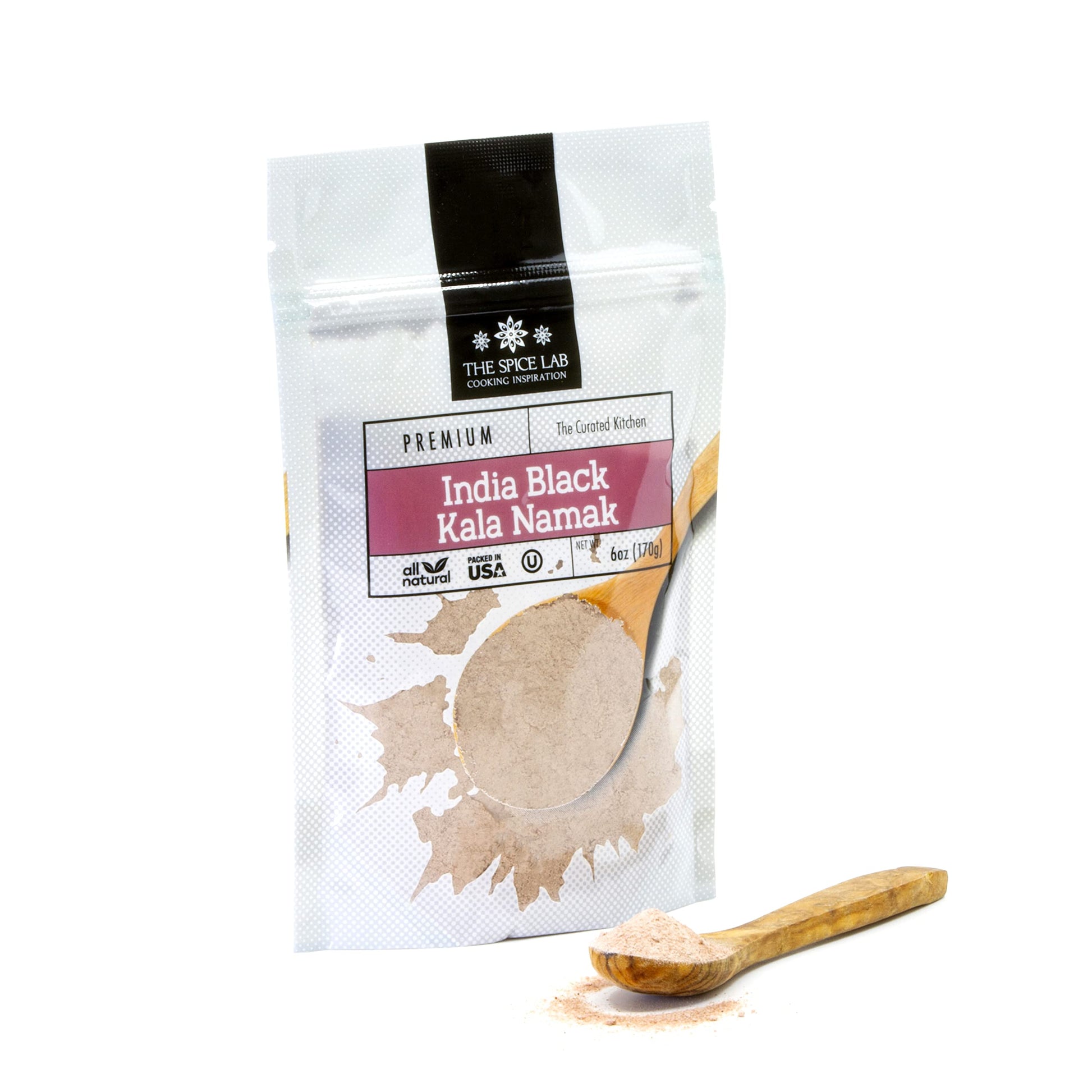 The Spice Lab Kala Namak Black Salt - Indian Himalayan Black Salt - 6 Ounce - Vegan Kala Namak Salt Pure and Natural Indian Blac