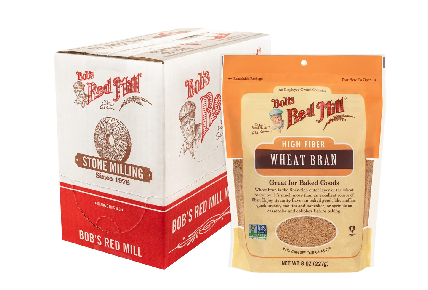 Bob s Red Mill Wheat Bran, 8oz (Pack of 4) - Non GMO, Vegan, Kosher
