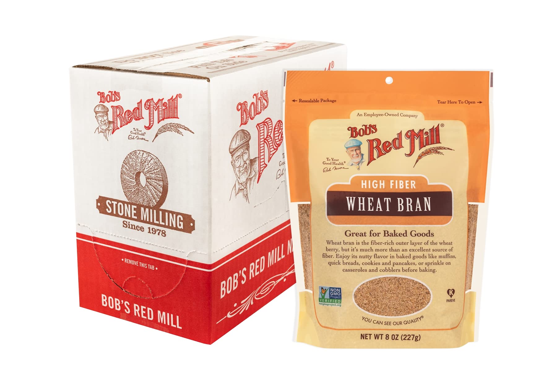 Bob s Red Mill Wheat Bran, 8oz (Pack of 4) - Non GMO, Vegan, Kosher