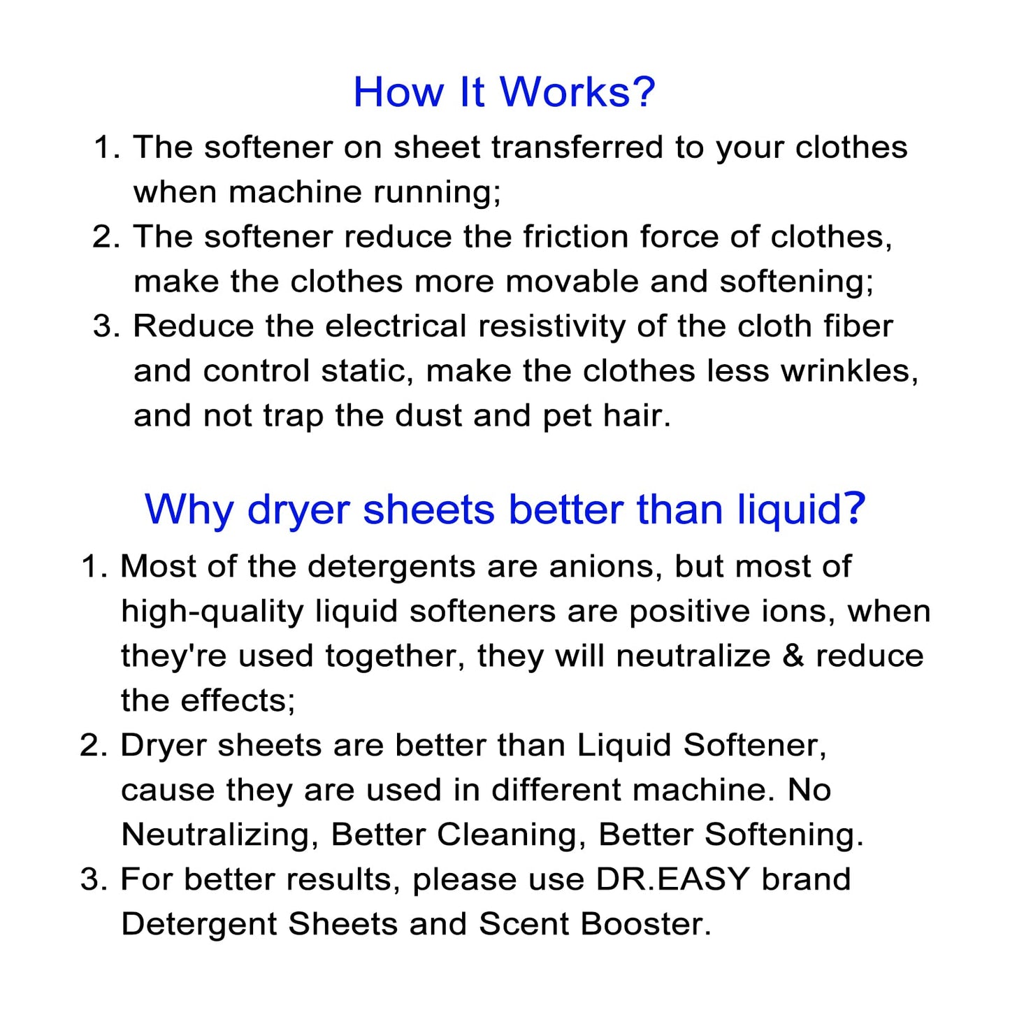 Dr.Easy Dryer Sheets Free & Clear Plant Based All Ingredients For Sensitive Skin 160 Ct 100% Rayon Fabric Softener Sheet Unscent
