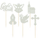 Gyufise Cupcake Toppers, God Bless Theme, Dove Cross Angel, 24 Pack, Silver, Model UKZN0258-SL, Paper Decorations for Parties