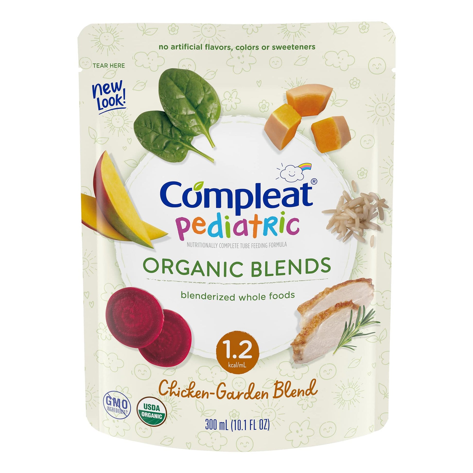 Compleat Pediatric Organic Blends Pediatric Oral nutrition product Chicken-Garden 10.1 oz Pouch 24 Ct
