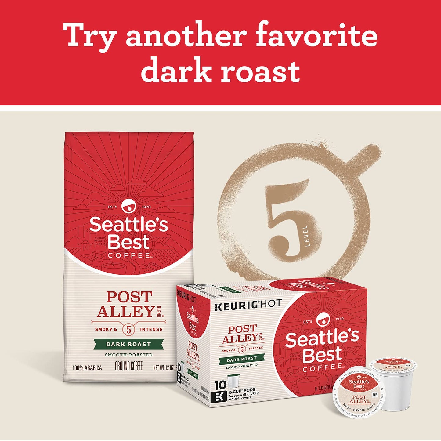 Seattle’S Best Coffee, Dark Roast Ground Coffee, 6Th Ave Bistro, 100% Arabica, 1 Bag (12 Oz)