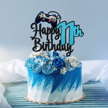 Video Game Happy 11Th Birthday Cake Topper - Video Game Boy'S 11Th Birthday Party Blue Cake Supplies - Game On Level Up Winner P