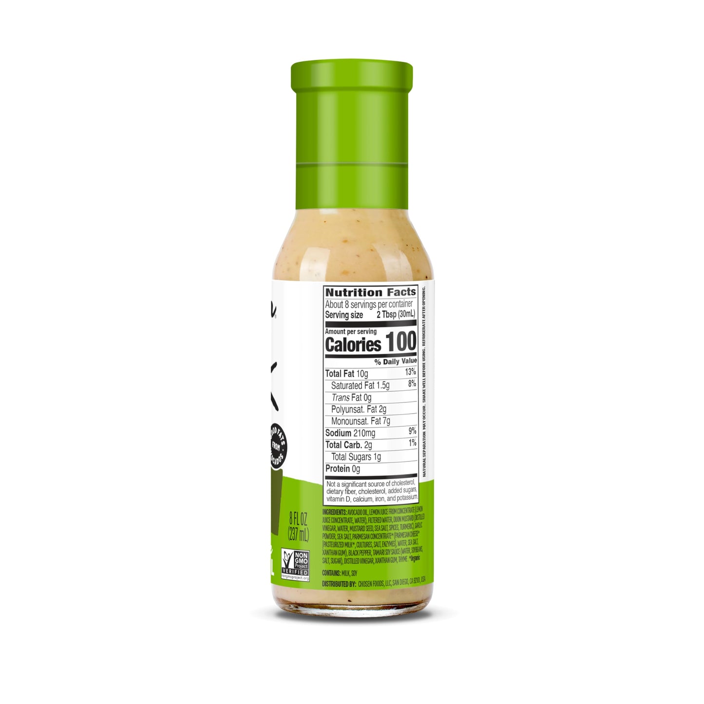 Chosen Foods Avocado Oil-Based Caesar Dressing and Marinade, Keto Diet Friendly, Gluten & Dairy Free, Low-Carb Sauce (8 oz)