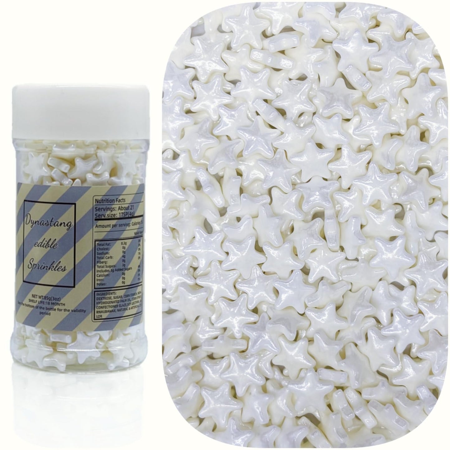 Dynastang 10mm White Stars Sprinkles Edible Stars Cake Decorating Stars Cake Decorations Cupcake Toppers Cookie Decorating Perfe