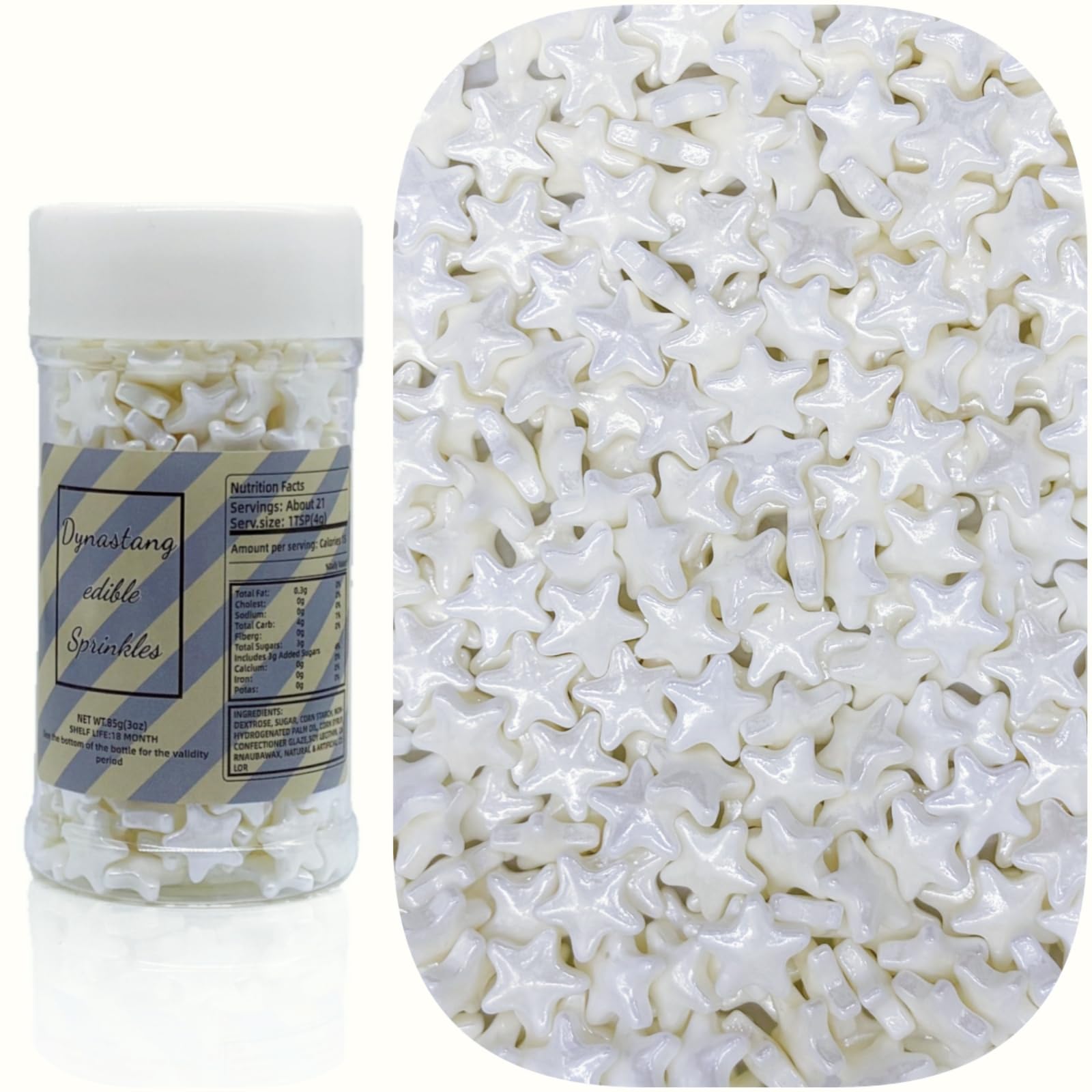 Dynastang 10mm White Stars Sprinkles Edible Stars Cake Decorating Stars Cake Decorations Cupcake Toppers Cookie Decorating Perfe
