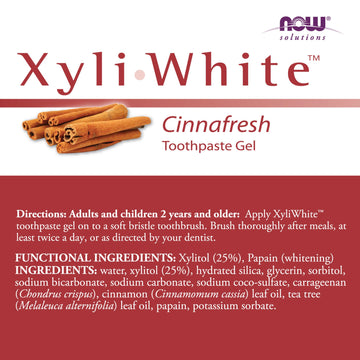 Now Foods Solutions, Xyliwhite™ Toothpaste Gel, Cinnafresh, Cleanses And Whitens, Clean And Fresh Cinnamon Taste, 6.4-Ounce