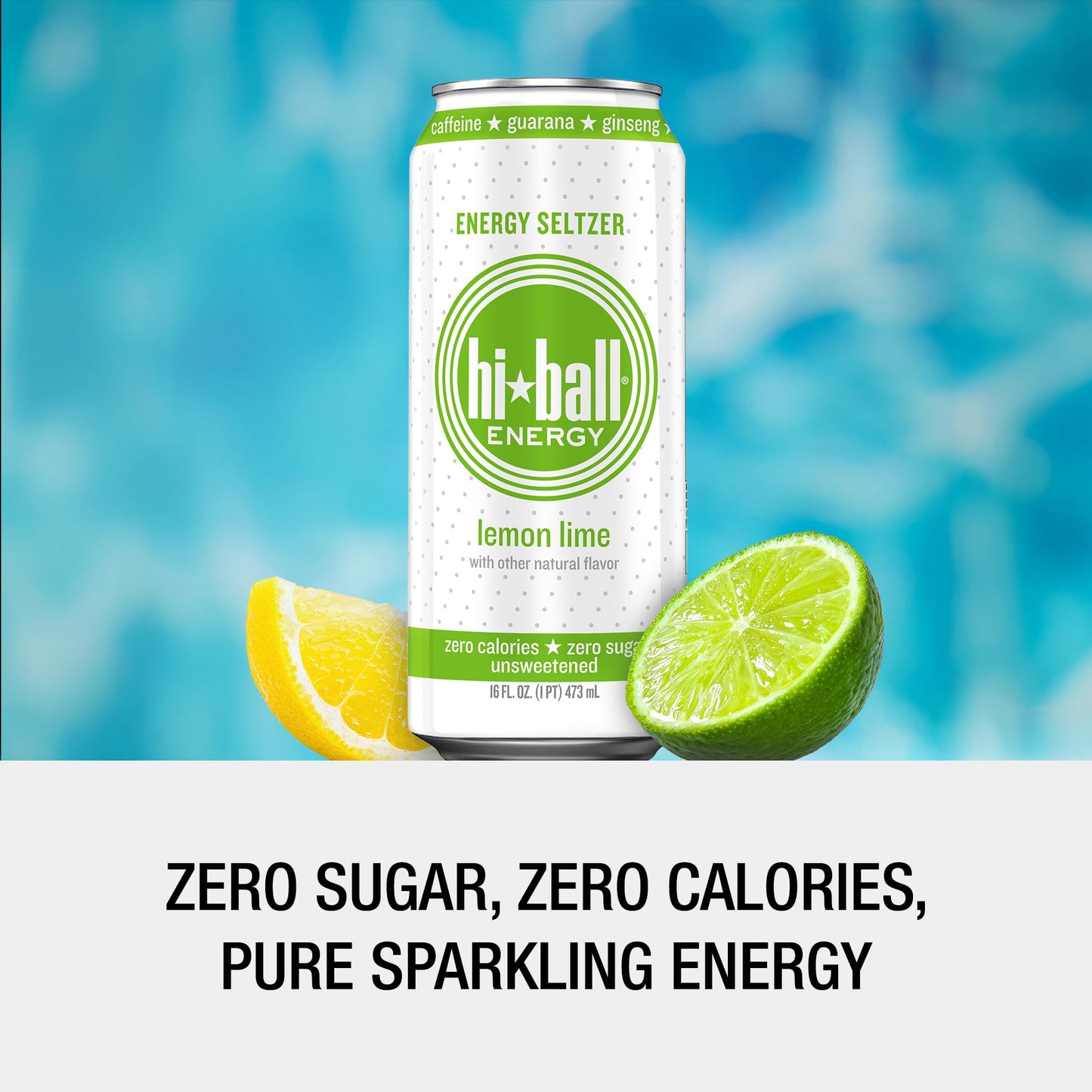 Hiball Clean Energy Drink - Lemon Lime - Zero Sugar, 160mg Caffeine - 16 fl oz (8-Pack)