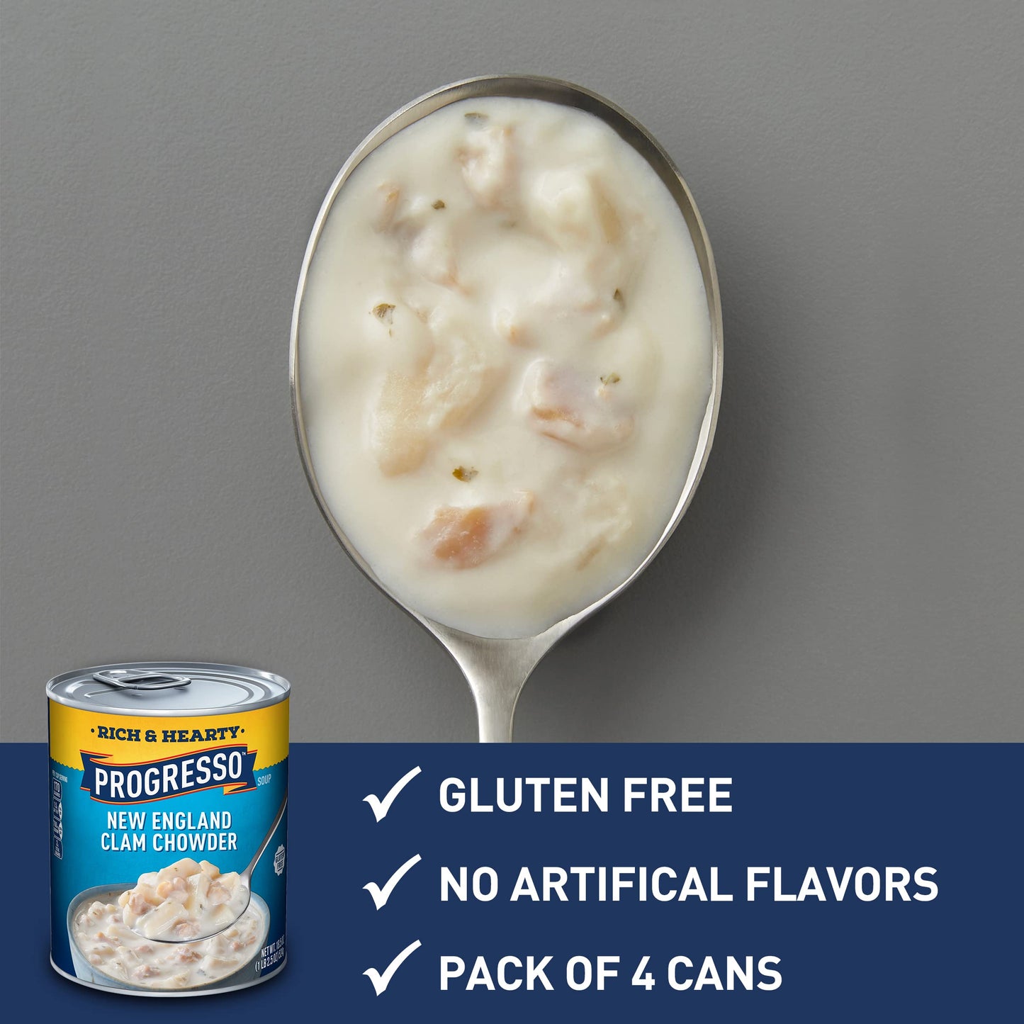 Progresso Rich & Hearty, New England Clam Chowder Soup, 18.5 Oz., 4 Pack