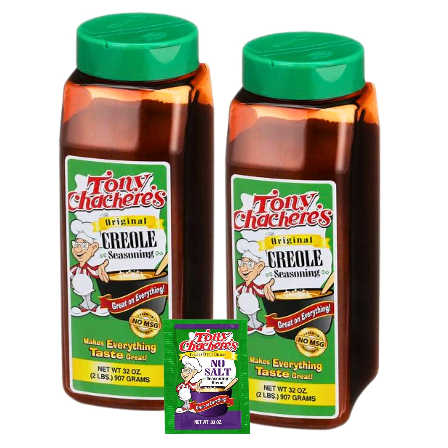 Tony Chachere's Creole Seasoning 32oz (2 Pack with No Salt Packet)