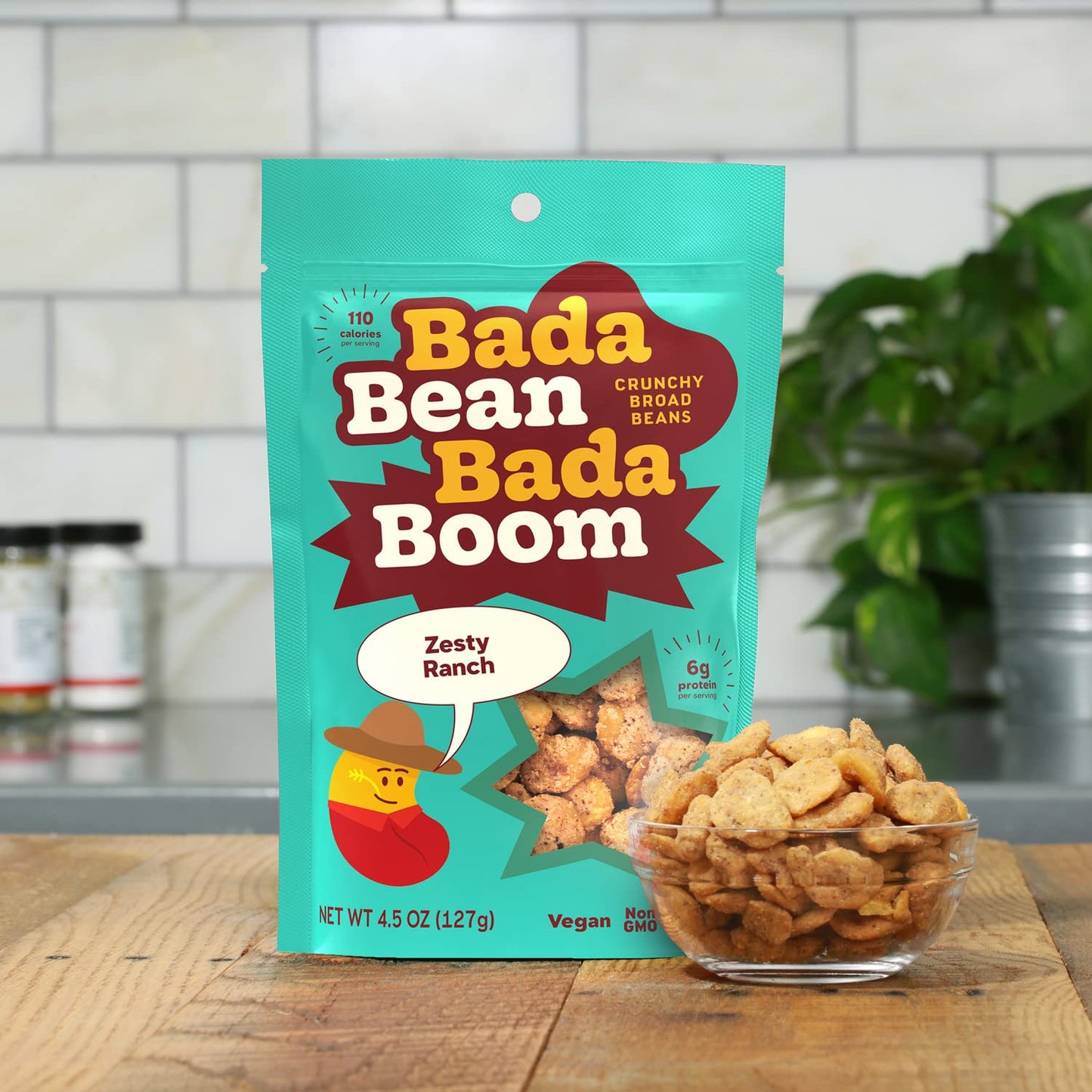 Bada Bean Bada Boom Ranch Roasted Broad Fava Beans - Vegan Snacks, Plant Based Snacks - Fava Beans Dried Crunchy Vegetarian Snac