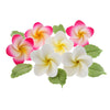 Global Sugar Art Tropical Frangipani Plumeria Edible Sugar Flower Blossoms, Wedding Cake & Cupcake Flowers with Leaves, 24 Count