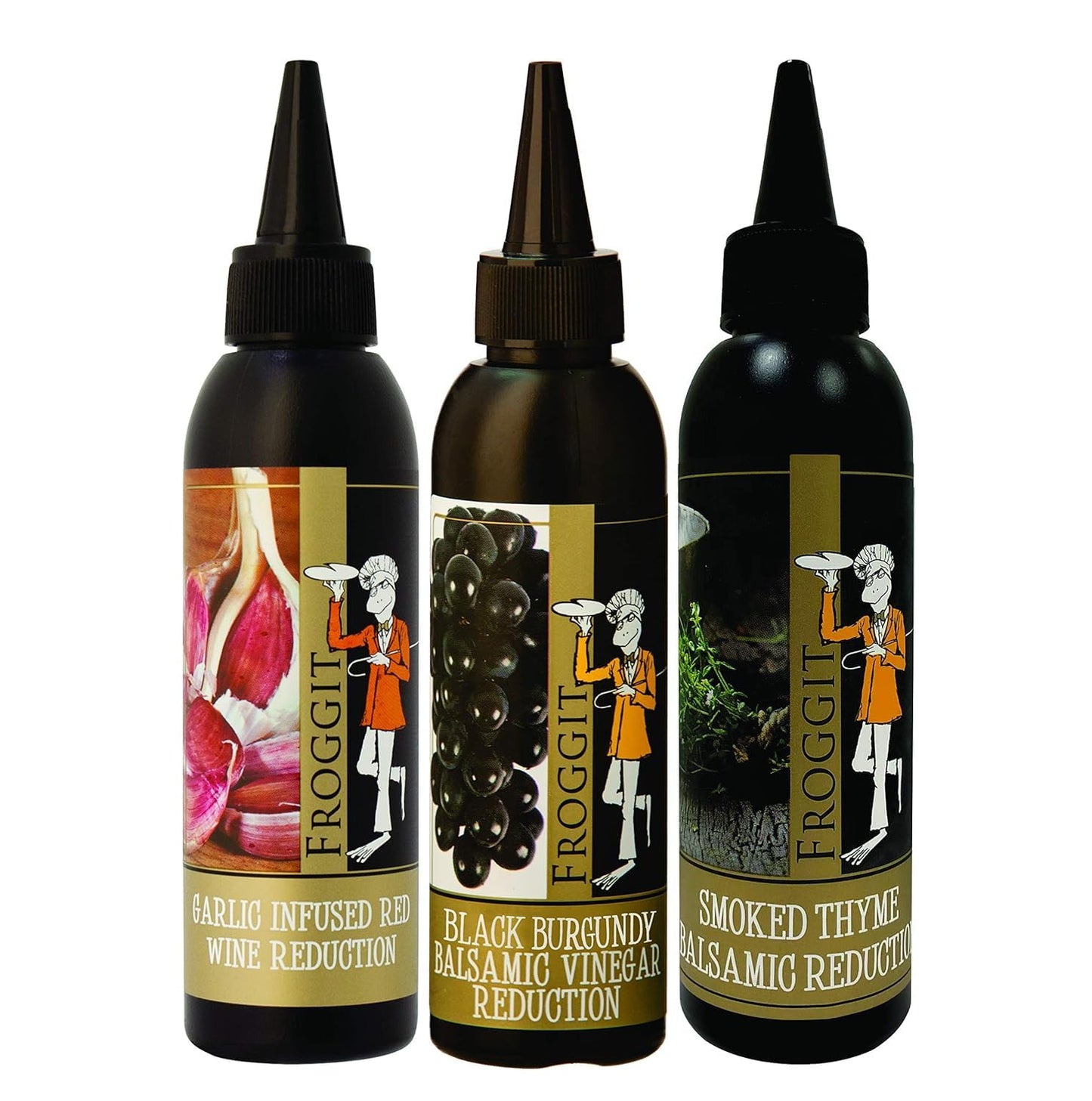 Froggit 3-Piece Garlic Infused Red Beverage-Inspired Vinegar  Burgundy Bliss Balsamic Reduction  Rich Flavor Thyme Balsamic Vinegar Reduction  150Ml Non Gmo