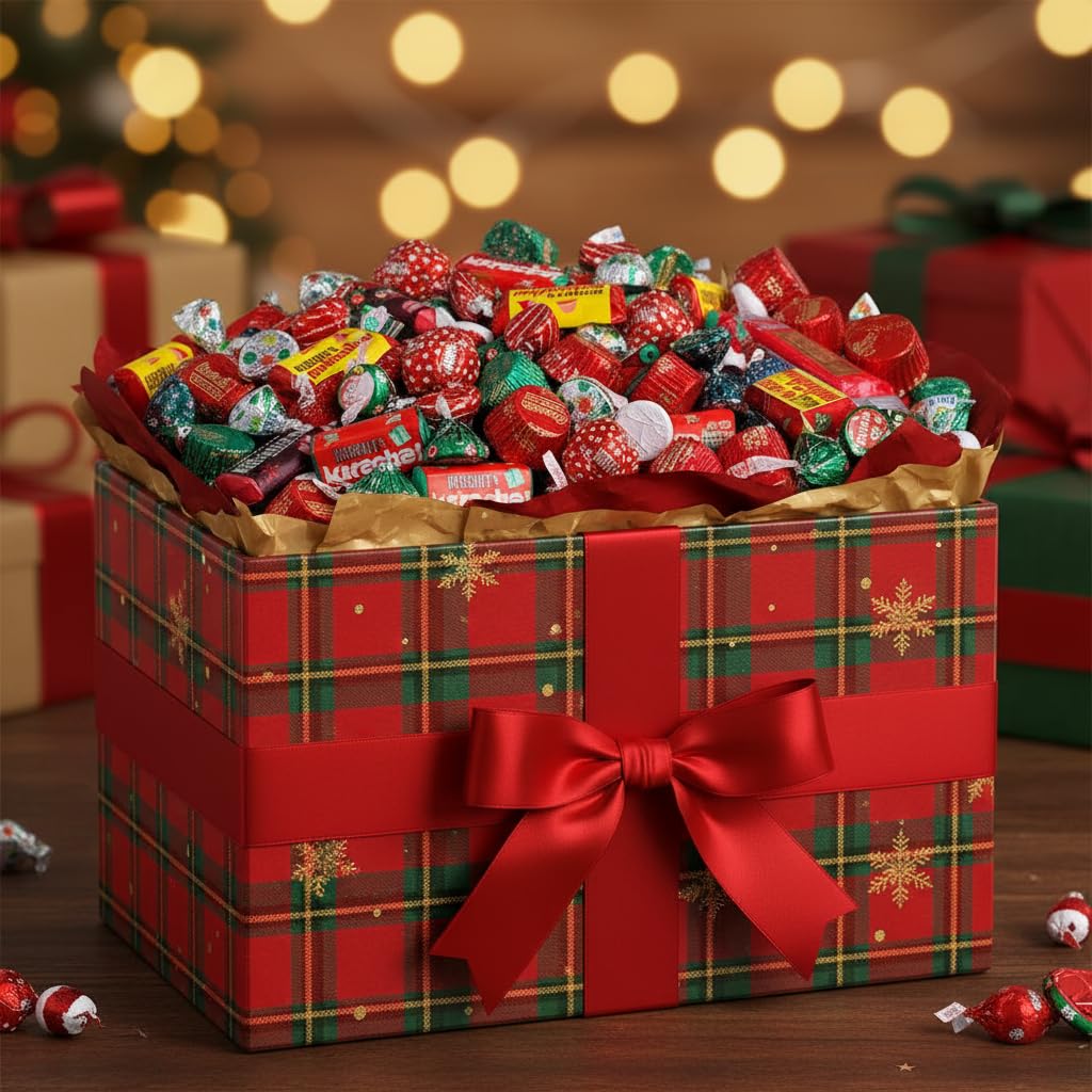Assorted Christmas Chocolate Variety Pack - 5lb Bulk Christmas Candy Individually Wrapped for Stocking Stuffers  Party Favors  Secret Santa  Gift Bags and Holiday  - Assorted Holiday Candy Bulk Mix - 5 Pounds