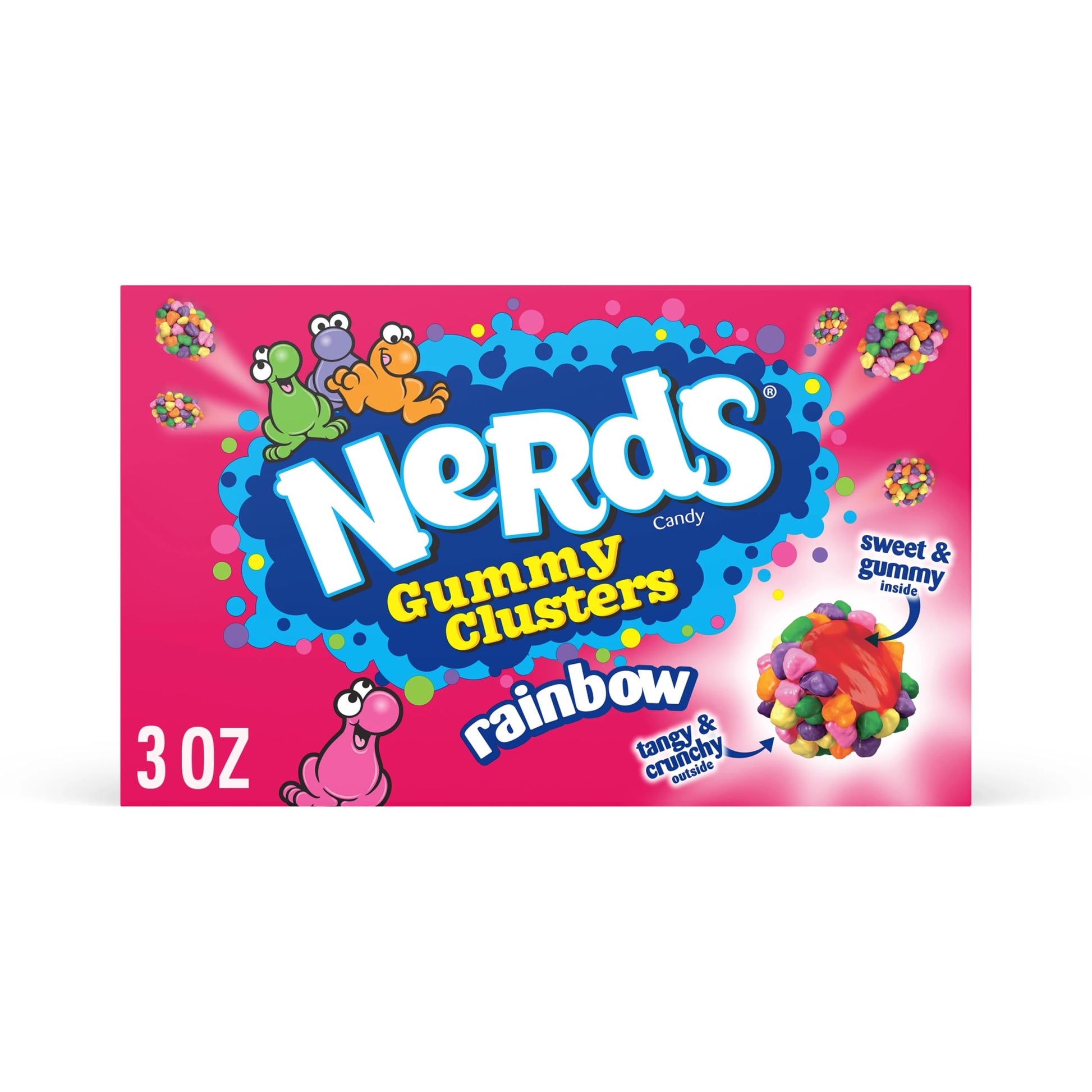 Nerds Gummy Clusters Candy, Rainbow, Crunchy and Gummy, 3 oz, Pack of 1