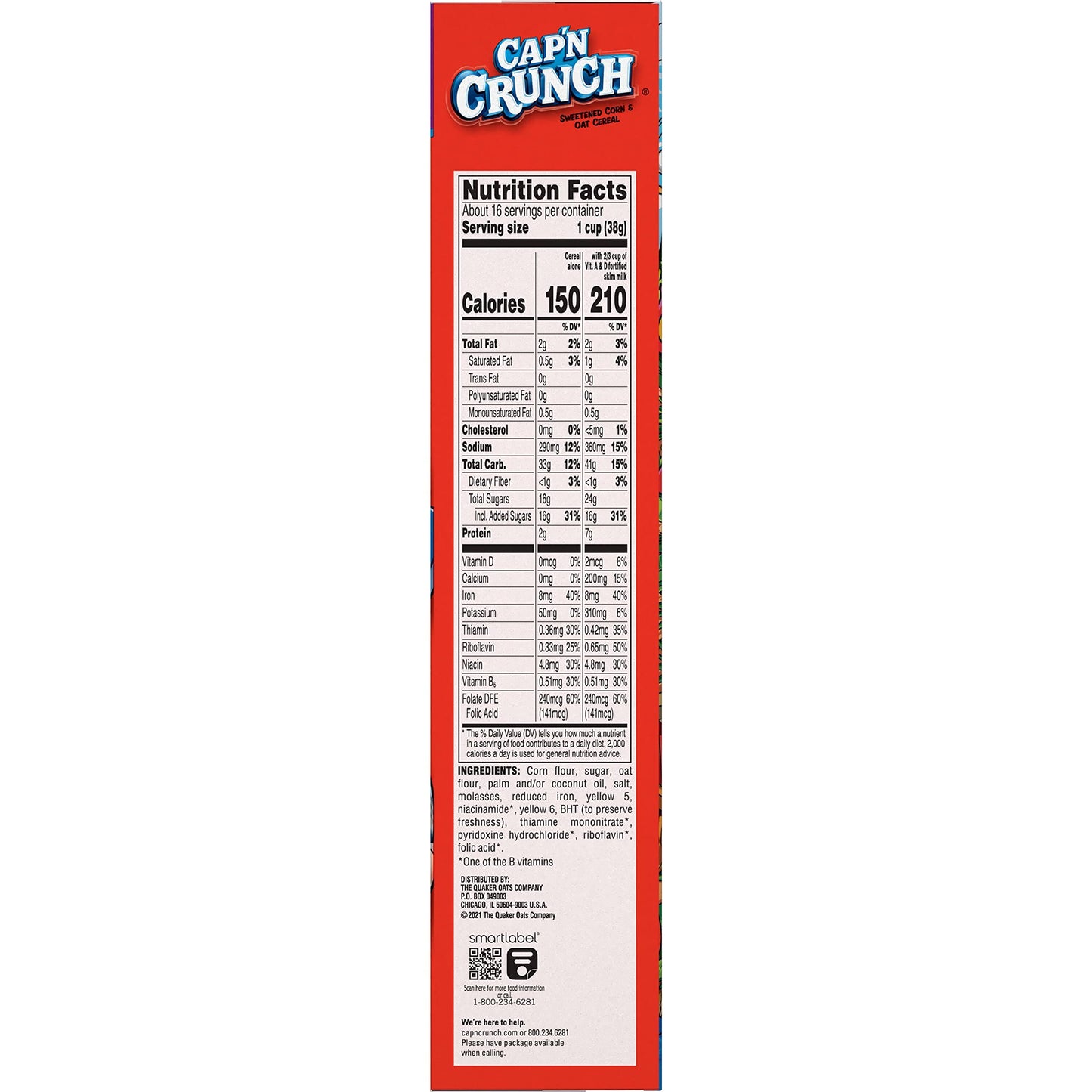 Cap'N Crunch Cereal, Original, 22.1Oz Box