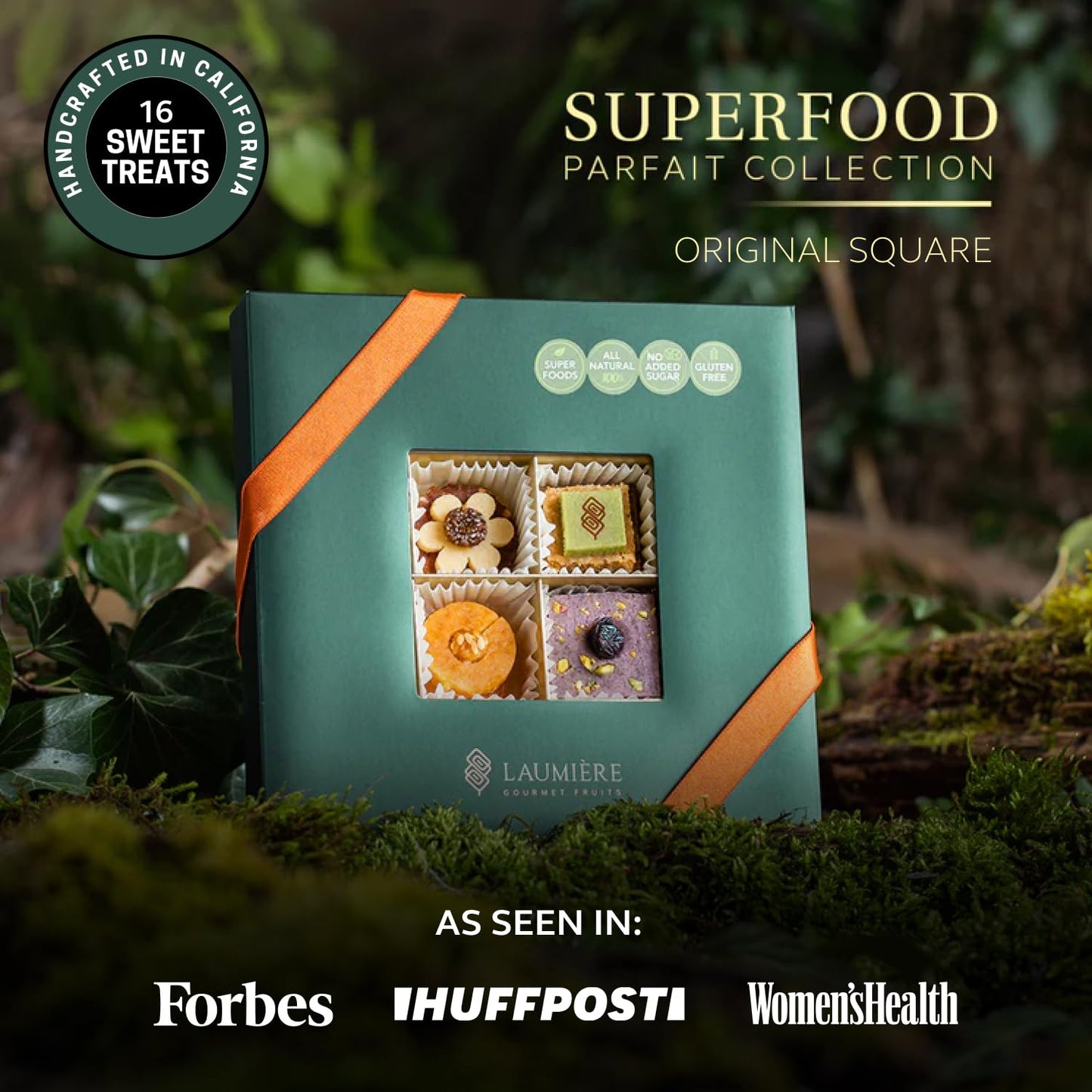 LAUMIÈRE GOURMET FRUITS Superfood Parfait Collection - Dried Fruit Gift Basket - 16 Pcs - Gluten Free - Vegan - Green