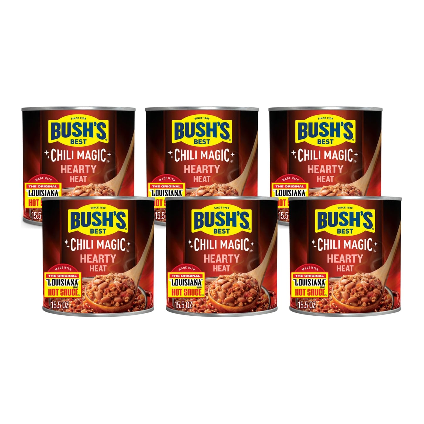 Bush's Hearty Heat Chili Magic Chili Starter, 15.5 OZ. (Pack of 6)