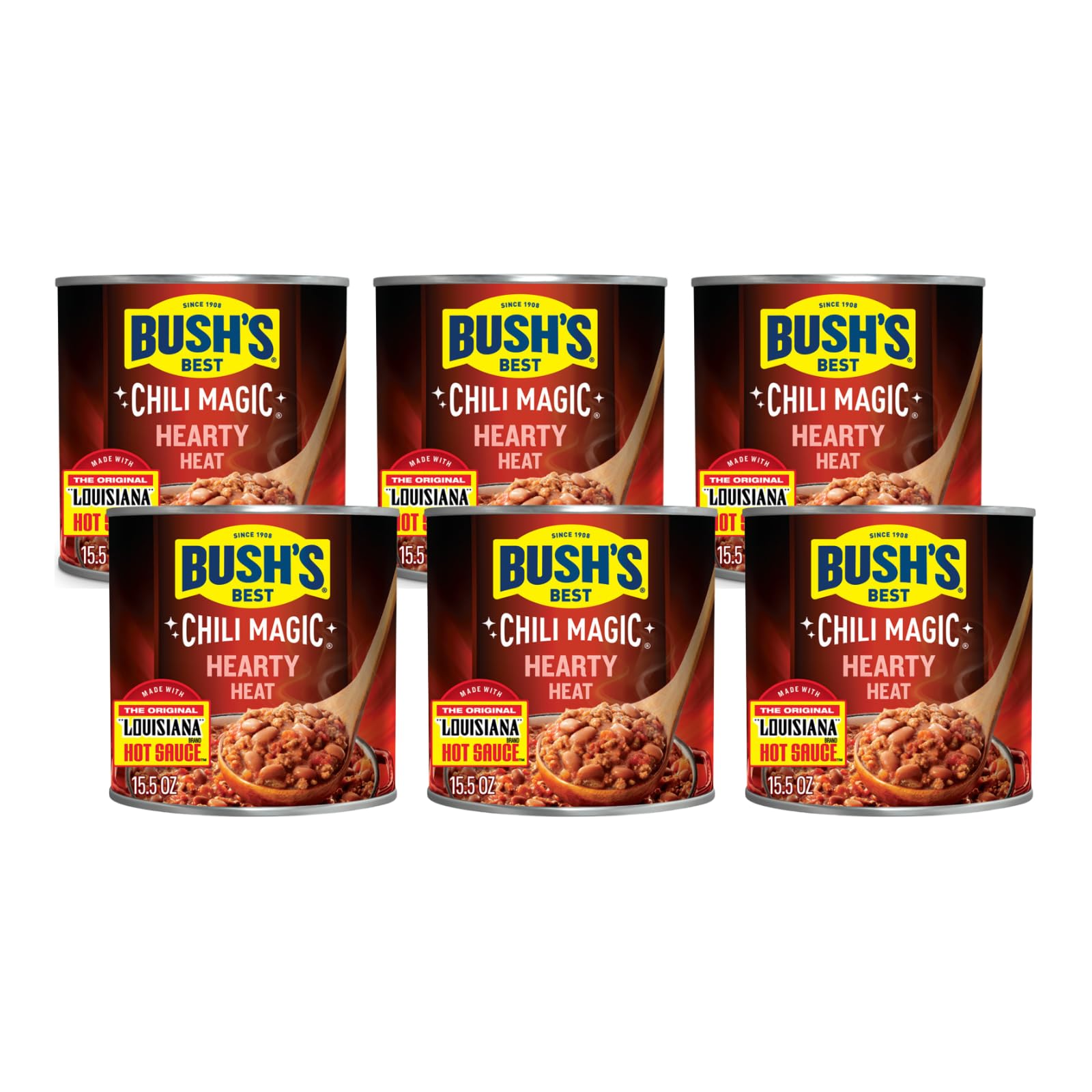 Bush's Hearty Heat Chili Magic Chili Starter, 15.5 OZ. (Pack of 6)