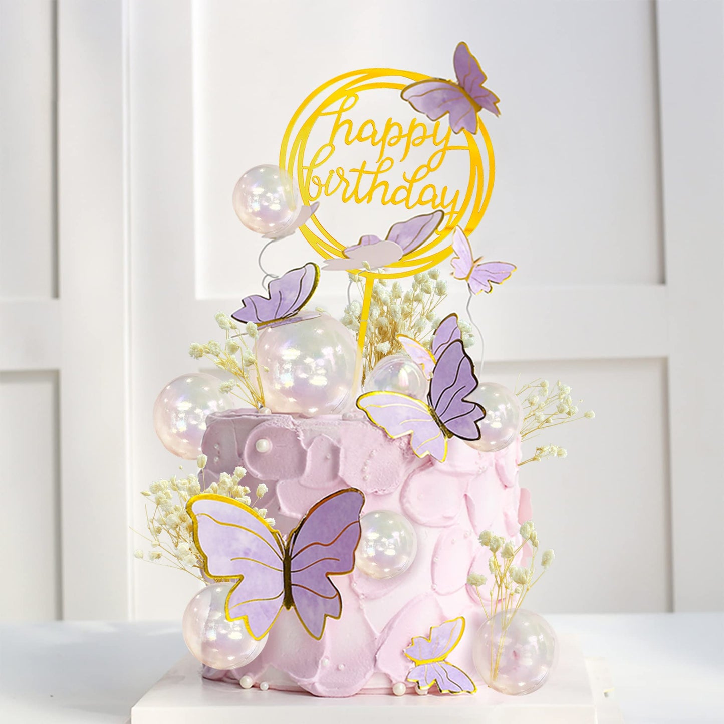 30 Pcs Mini Balls Cake Topper Diy Cake Insert Topper Acrylic Cake Topper Foam Cake Balls Artificial Dried Flowers For Wedding An
