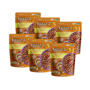 Fillo'S Puerto Rican Pink Beans, Ready To Eat Sofrito Beans, 10 Oz Pk Of 6, Gluten-Free, Preservative-Free, Microwavable Meals,