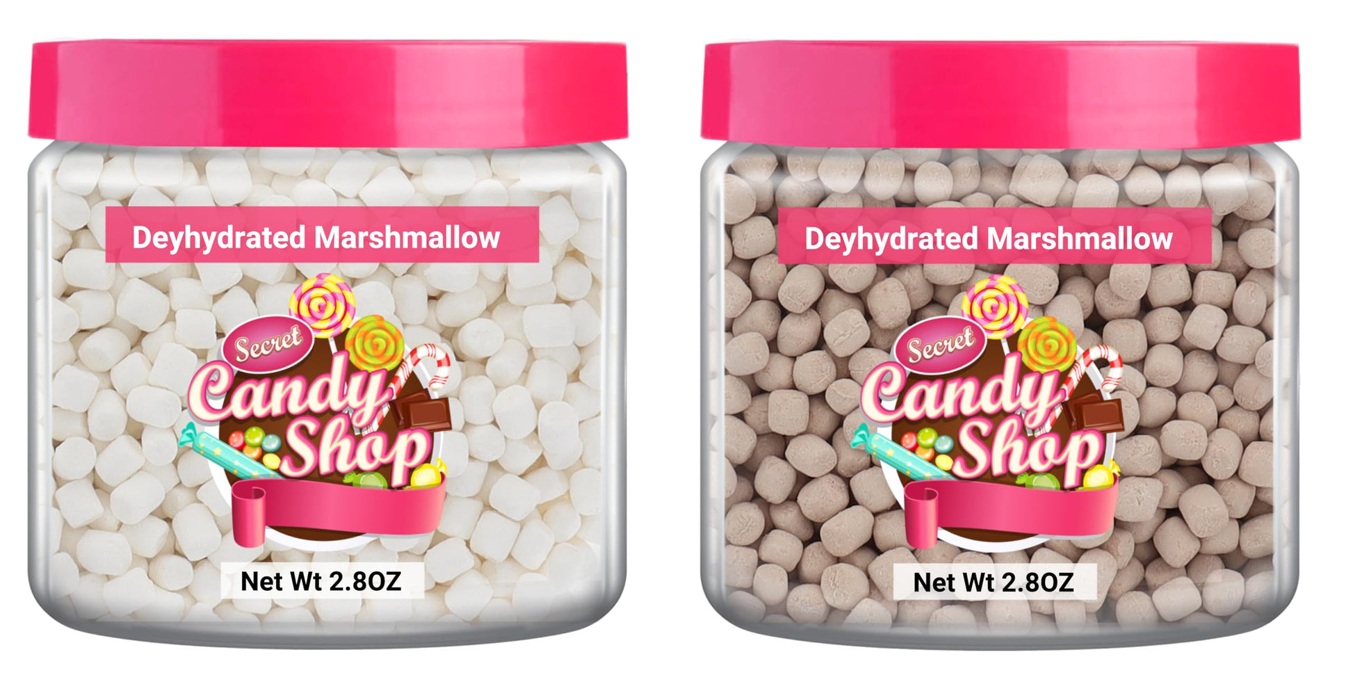 Candy Shop Premium Mini Dehydrated Marshmallows Bits (Pack Of 2, Variety)