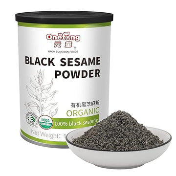 Onetang Organic Black Sesame Powder No Sugar Low Temp Roasted Halal Non-Gmo Black Sesame Paste 12.36 Oz (350G)