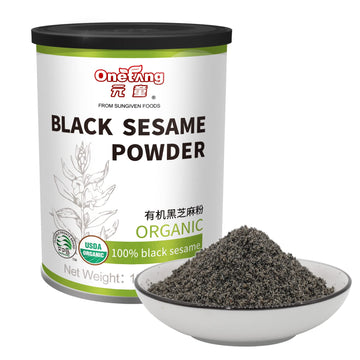 Onetang Organic Black Sesame Powder No Sugar Low Temp Roasted Halal Non-Gmo Black Sesame Paste 12.36 Oz (350G)
