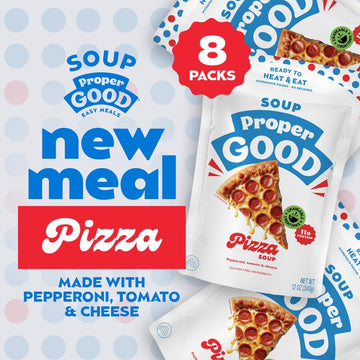 Proper Good Pepperoni Pizza Soup | Gourmet Microwave Meal With Flavorful Pepperoni | Creamy Cheese, Fresh Tomatoes, High Protein