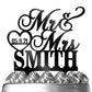 Wedding Cake Toppers, Personalized Mr & Mrs Heart, Custom Wedding Date & Last Name To Be Bride & Groom | Solid Color Cake Topper