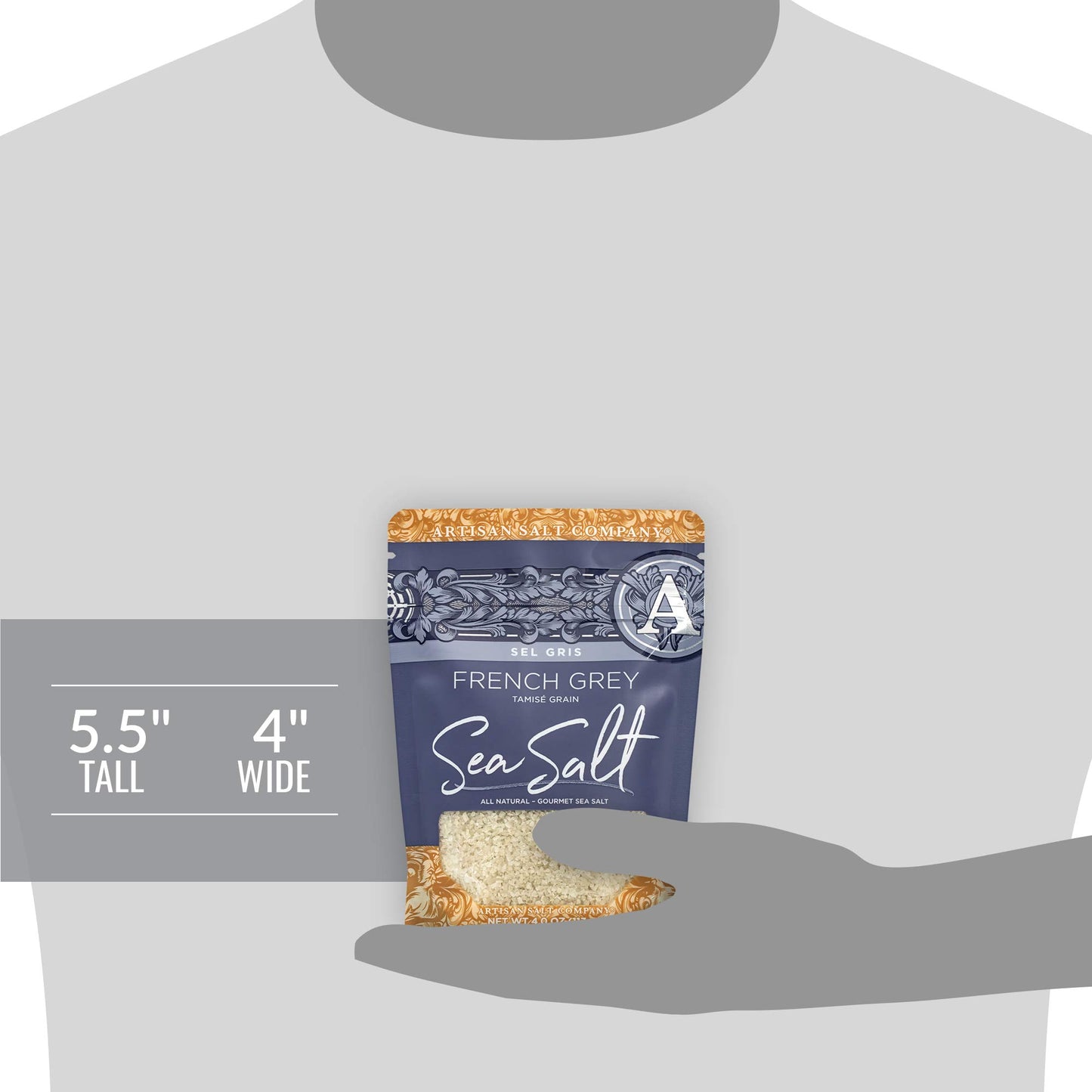 SaltWorks Sel Gris French Grey Sea Salt, Tamisé Grain, 4 Ounce, Light Grey Crystals