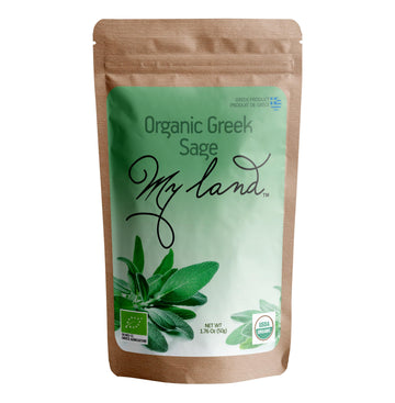 My Land Organic Sage Tea, Loose Leaf, 1.76oz (50g), Dried Sage Leaves from Mt. Olympus, Greece, High Altitude Harvest from a Sma