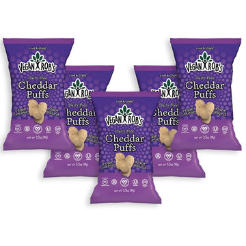 Vegan Robs Plant Based Dairy Free Cheddar Puffs Certified Gluten Free Kosher(OU) Kosher 3.5 oz - 5 pack