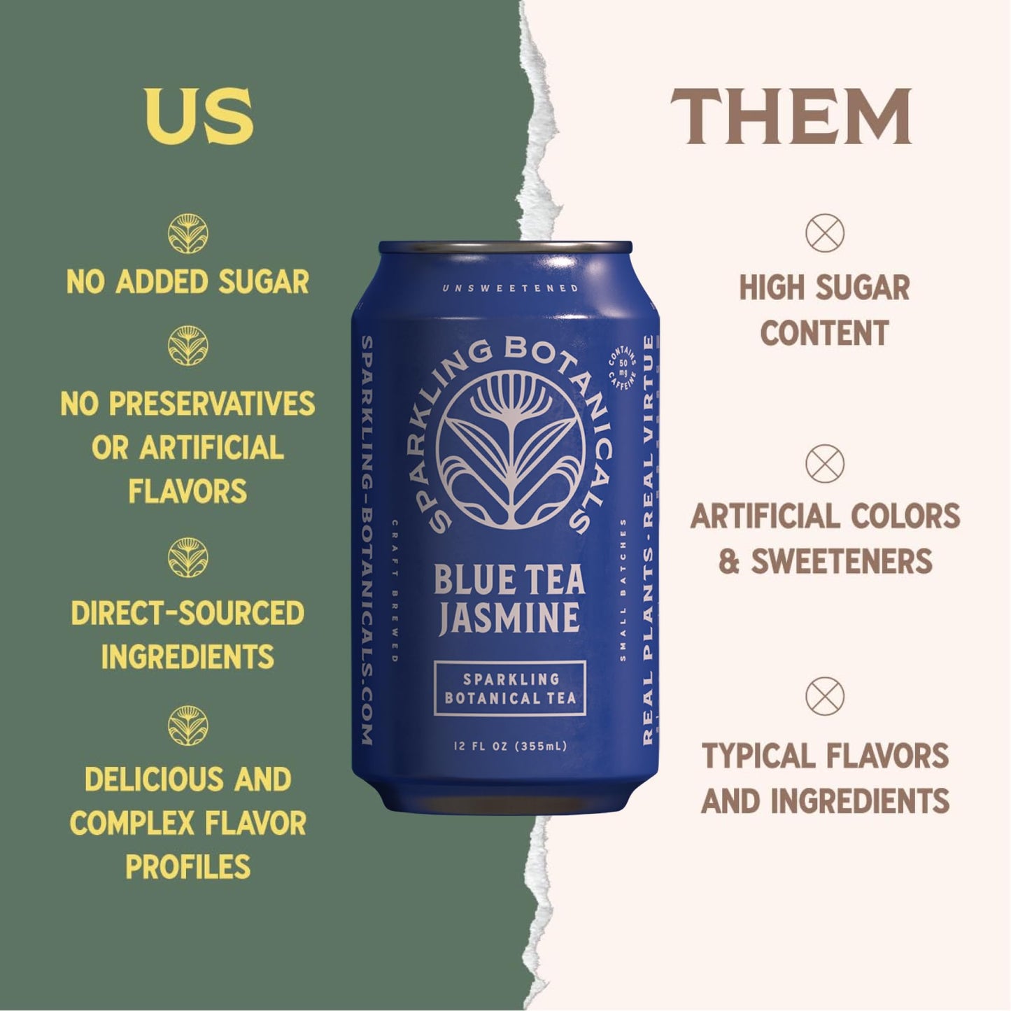 Rishi Tea Blue Jasmine Sparkling Water - Organic, Unsweetened, Caffeinated - 12 oz (Pack of 12)