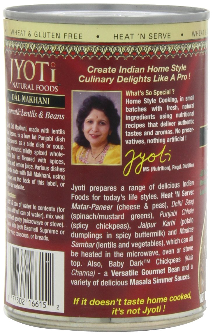 Jyoti Dal Makhani, 12 cans of 15 oz each, All Natural, Product of USA, Gluten Free, Vegetarian, NON GMO, BPA Free Cans