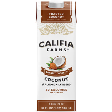 Califia Farms - Toasted Coconut Almond Milk, 32 Oz, Dairy Free, Vegan, Plant Based, Shelf Stable, Vegan, Gluten Free, Non Gmo, S